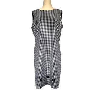 Tahari Arthur Levine Gingham Shift Dress Sz 10 Retro Academia Preppy Grommets